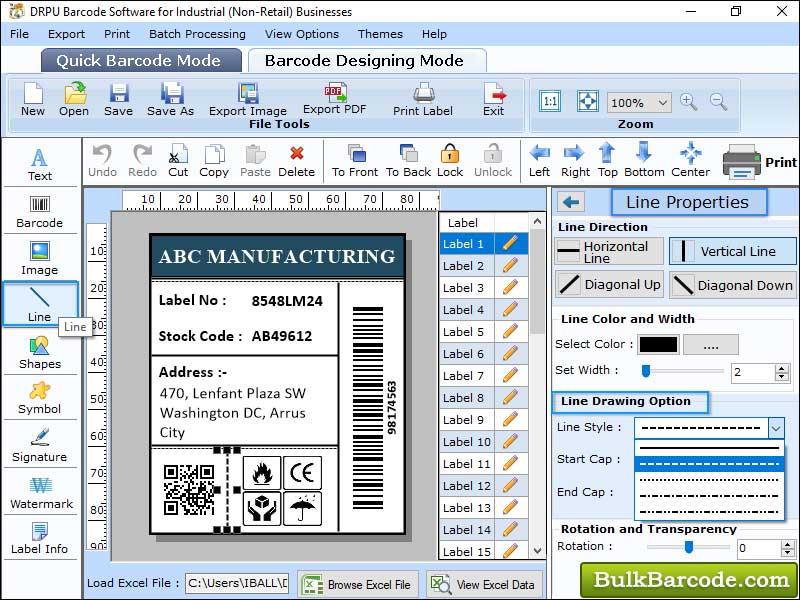 Software generate bulk barcode labels using sequential and random barcode series