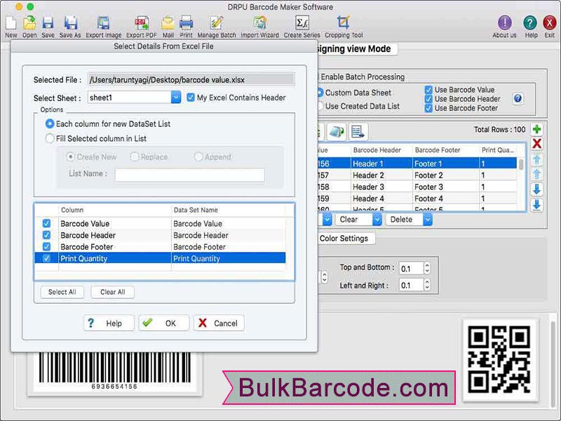 Screenshot of Bulk Barcode