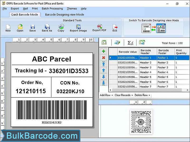 Postal and Banking Barcode Software screen shot