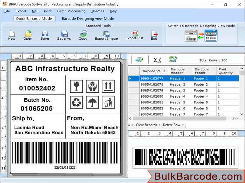 Parcels and Luggage Barcode Generator screen shot