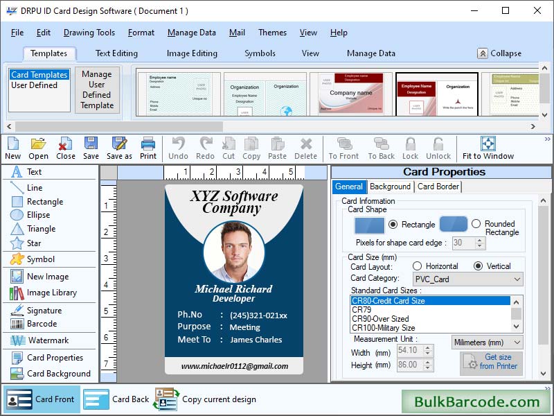 Screenshot of ID Card Designing Software