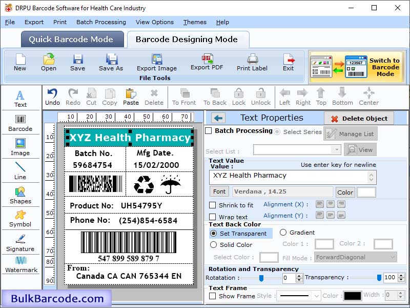 Pharmacy Barcode Generator 7.1 full