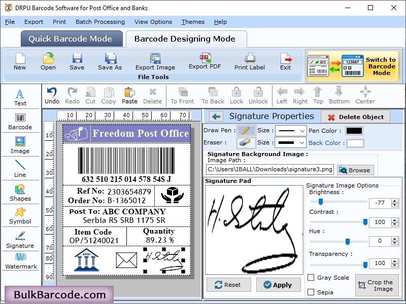 Postal and Banking Barcode Software Windows 11 download