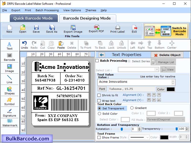 Windows 10 Bulk Barcode Generator Software full